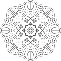 Easy Mandala coloring book simple and basic for beginners, seniors and children. Set of Mehndi flower pattern for Henna drawing and tattoo. Decoration in ethnic oriental, Indian style.