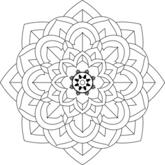Easy Mandala coloring book simple and basic for beginners, seniors and children. Set of Mehndi flower pattern for Henna drawing and tattoo. Decoration in ethnic oriental, Indian style.