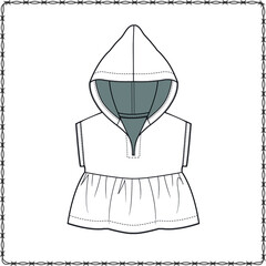 editable fashion kids wear garment flat sketch for creating your own design mockup
