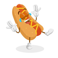 Hotdog Logo mascot happy pose