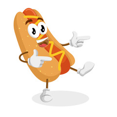 Hotdog Logo Mascot Hi pose