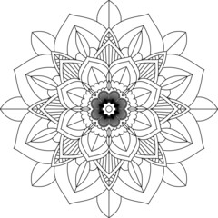 Easy Mandala coloring book simple and basic for beginners, seniors and children. Set of Mehndi flower pattern for Henna drawing and tattoo. Decoration in ethnic oriental, Indian style.