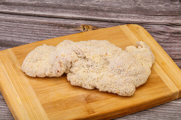 Raw meat schnitzel for roast