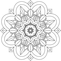 Easy Mandala coloring book simple and basic for beginners, seniors and children. Set of Mehndi flower pattern for Henna drawing and tattoo. Decoration in ethnic oriental, Indian style.