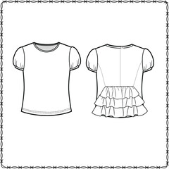 editable fashion kids wear garment flat sketch for creating your own design mockup