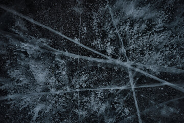 cracked ice texture, abstract seasonal winter cold background, natural ice, broken ice on a lake