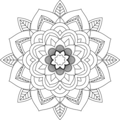 Easy Mandala coloring book simple and basic for beginners, seniors and children. Set of Mehndi flower pattern for Henna drawing and tattoo. Decoration in ethnic oriental, Indian style.