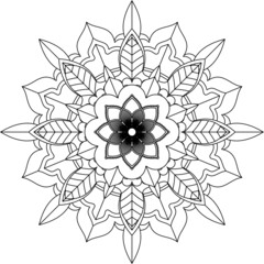 Easy Mandala coloring book simple and basic for beginners, seniors and children. Set of Mehndi flower pattern for Henna drawing and tattoo. Decoration in ethnic oriental, Indian style.
