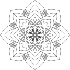 Easy Mandala coloring book simple and basic for beginners, seniors and children. Set of Mehndi flower pattern for Henna drawing and tattoo. Decoration in ethnic oriental, Indian style.