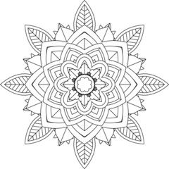 Easy Mandala coloring book simple and basic for beginners, seniors and children. Set of Mehndi flower pattern for Henna drawing and tattoo. Decoration in ethnic oriental, Indian style.
