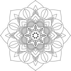 Easy Mandala coloring book simple and basic for beginners, seniors and children. Set of Mehndi flower pattern for Henna drawing and tattoo. Decoration in ethnic oriental, Indian style.