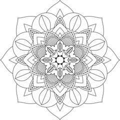 Easy Mandala coloring book simple and basic for beginners, seniors and children. Set of Mehndi flower pattern for Henna drawing and tattoo. Decoration in ethnic oriental, Indian style.