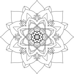 Easy Mandala coloring book simple and basic for beginners, seniors and children. Set of Mehndi flower pattern for Henna drawing and tattoo. Decoration in ethnic oriental, Indian style.