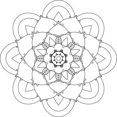 Easy Mandala coloring book simple and basic for beginners, seniors and children. Set of Mehndi flower pattern for Henna drawing and tattoo. Decoration in ethnic oriental, Indian style.