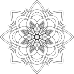 Easy Mandala coloring book simple and basic for beginners, seniors and children. Set of Mehndi flower pattern for Henna drawing and tattoo. Decoration in ethnic oriental, Indian style.
