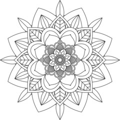Easy Mandala coloring book simple and basic for beginners, seniors and children. Set of Mehndi flower pattern for Henna drawing and tattoo. Decoration in ethnic oriental, Indian style.