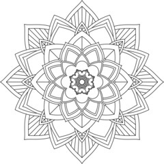 Easy Mandala coloring book simple and basic for beginners, seniors and children. Set of Mehndi flower pattern for Henna drawing and tattoo. Decoration in ethnic oriental, Indian style.