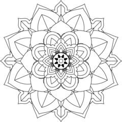 Easy Mandala coloring book simple and basic for beginners, seniors and children. Set of Mehndi flower pattern for Henna drawing and tattoo. Decoration in ethnic oriental, Indian style.
