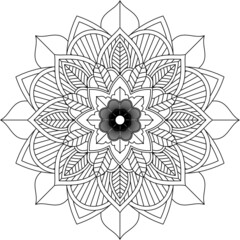 Easy Mandala coloring book simple and basic for beginners, seniors and children. Set of Mehndi flower pattern for Henna drawing and tattoo. Decoration in ethnic oriental, Indian style.