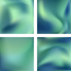 Set with abstract blurred backgrounds. Vector illustration. Modern geometrical backdrop. Abstract template. Blue, green colors.