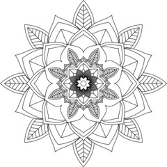 Easy Mandala coloring book simple and basic for beginners, seniors and children. Set of Mehndi flower pattern for Henna drawing and tattoo. Decoration in ethnic oriental, Indian style.