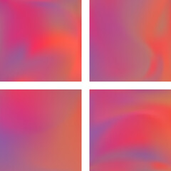 Fototapeta premium Set with abstract blurred backgrounds. Vector illustration. Modern geometrical backdrop. Abstract template. Pink, orange colors.