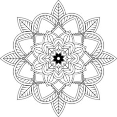 Easy Mandala coloring book simple and basic for beginners, seniors and children. Set of Mehndi flower pattern for Henna drawing and tattoo. Decoration in ethnic oriental, Indian style.