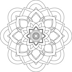Easy Mandala coloring book simple and basic for beginners, seniors and children. Set of Mehndi flower pattern for Henna drawing and tattoo. Decoration in ethnic oriental, Indian style.