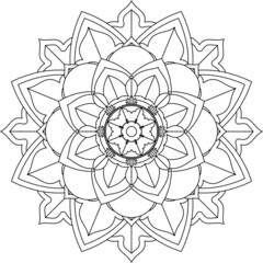 Easy Mandala coloring book simple and basic for beginners, seniors and children. Set of Mehndi flower pattern for Henna drawing and tattoo. Decoration in ethnic oriental, Indian style.