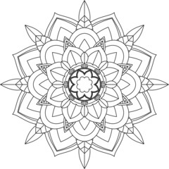 Easy Mandala coloring book simple and basic for beginners, seniors and children. Set of Mehndi flower pattern for Henna drawing and tattoo. Decoration in ethnic oriental, Indian style.