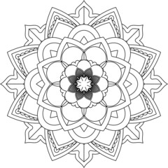 Easy Mandala coloring book simple and basic for beginners, seniors and children. Set of Mehndi flower pattern for Henna drawing and tattoo. Decoration in ethnic oriental, Indian style.