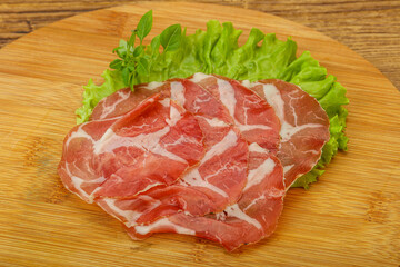 Smoked pork neck slices snack