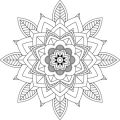 Easy Mandala coloring book simple and basic for beginners, seniors and children. Set of Mehndi flower pattern for Henna drawing and tattoo. Decoration in ethnic oriental, Indian style.
