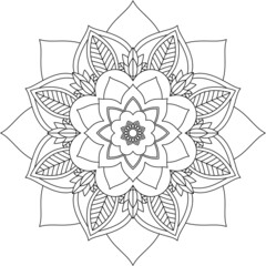 Easy Mandala coloring book simple and basic for beginners, seniors and children. Set of Mehndi flower pattern for Henna drawing and tattoo. Decoration in ethnic oriental, Indian style.