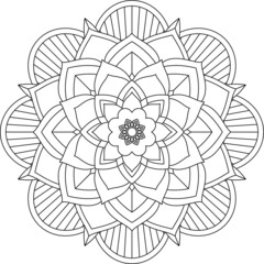 Easy Mandala coloring book simple and basic for beginners, seniors and children. Set of Mehndi flower pattern for Henna drawing and tattoo. Decoration in ethnic oriental, Indian style.