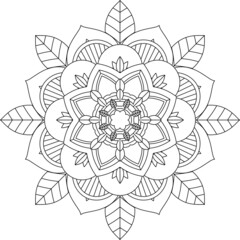 Easy Mandala coloring book simple and basic for beginners, seniors and children. Set of Mehndi flower pattern for Henna drawing and tattoo. Decoration in ethnic oriental, Indian style.