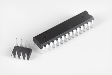 Microcontroller isolated on white background.