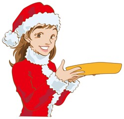 皿を持ったクリスマスの女性