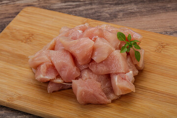 Raw diced chicken for cooking