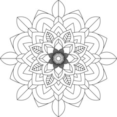 Easy Mandala coloring book simple and basic for beginners, seniors and children. Set of Mehndi flower pattern for Henna drawing and tattoo. Decoration in ethnic oriental, Indian style.