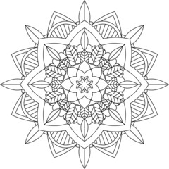 Easy Mandala coloring book simple and basic for beginners, seniors and children. Set of Mehndi flower pattern for Henna drawing and tattoo. Decoration in ethnic oriental, Indian style.
