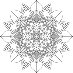Easy Mandala coloring book simple and basic for beginners, seniors and children. Set of Mehndi flower pattern for Henna drawing and tattoo. Decoration in ethnic oriental, Indian style.