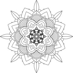 Easy Mandala coloring book simple and basic for beginners, seniors and children. Set of Mehndi flower pattern for Henna drawing and tattoo. Decoration in ethnic oriental, Indian style.
