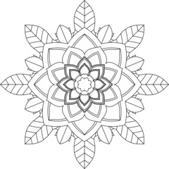 Easy Mandala coloring book simple and basic for beginners, seniors and children. Set of Mehndi flower pattern for Henna drawing and tattoo. Decoration in ethnic oriental, Indian style.