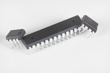 Microcontroller isolated on white background.