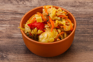 Spicy pickled cabbage with carrot