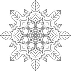 Easy Mandala coloring book simple and basic for beginners, seniors and children. Set of Mehndi flower pattern for Henna drawing and tattoo. Decoration in ethnic oriental, Indian style.