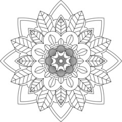 Easy Mandala coloring book simple and basic for beginners, seniors and children. Set of Mehndi flower pattern for Henna drawing and tattoo. Decoration in ethnic oriental, Indian style.