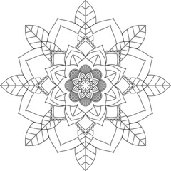 Easy Mandala coloring book simple and basic for beginners, seniors and children. Set of Mehndi flower pattern for Henna drawing and tattoo. Decoration in ethnic oriental, Indian style.