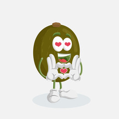 Kiwi Logo mascot in love pose
